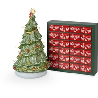 Villeroy & Boch Christmas Toy's Memory Adventskalender-Set 26tlg., Weihnachtskalender mit 24 Porzellanfiguren aus Hartporzellan, inkl. Baum