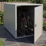 2er-Fahrradgarage HWC-P93, Fahrradunterstand Fahrradbox Bikebox, abschließbar verzinkter Stahl 123x113x208cm hellgrau - Grau