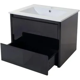 MCW Waschbecken + Unterschrank MCW-B19, Waschbecken Waschtisch Badezimmer, hochglanz 50x60cm schwarz