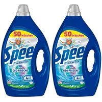 SPEE Deo-Frische Waschmittel 2x 50 WL (100 Waschladungen), Flüssigwaschmittel mit 4 + 1 Formel Bekämpft Alltagsgerüche für 24 h, Vollwaschmittel für Temperaturen ab 20°C
