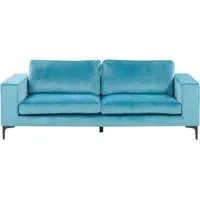 Beliani Sofa Hellblau Polsterbezug 3-Sitzer Glamourös Retro Wohnzimmer
