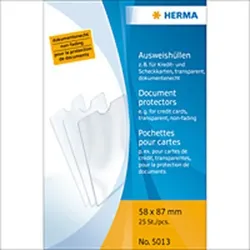 HERMA Ausweishülle 58 x 87 mm transparent für Kredit- und Scheckkarten, Packung à 25 Stück