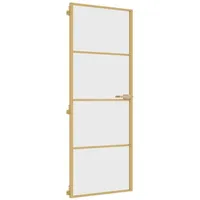 vidaXL Innentür Schlank Golden 76x201,5 cm Hartglas und Aluminium