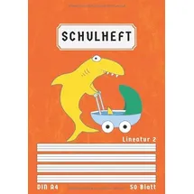 Independently published Schulheft Din A4 Lineatur 2: Liniert 50 Blatt | 2 Klasse Schreibheft | Homeschooling und Schulanfang | Orange