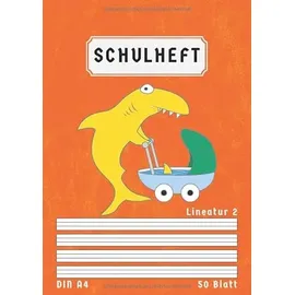 Independently published Schulheft Din A4 Lineatur 2: Liniert 50 Blatt | 2 Klasse Schreibheft | Homeschooling und Schulanfang | Orange
