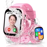 Smartwatch Kinder, 4G Kinder Smartwatch mit GPS und Telefon, Wasserdicht Smart Watch Kinder mit Anruffunktion Videoanruf SOS IP68 Voice Chat Wecker Schulmodus Kinderuhr Jungen Mädchen Student Geschenk