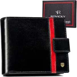 ROVICKY Elegante Herren Geldbörse schwarz/rot
