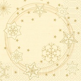 Duni Zelltuchservietten Star Shine cream 33 x 33 cm 3-lagig, 1/4 Falz 50 Stück