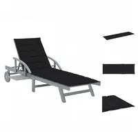 vidaXL Wellnessliege Gartenliege Sonnenliege Rollliege Relaxliege mit schwarzer Auflage Aka grau