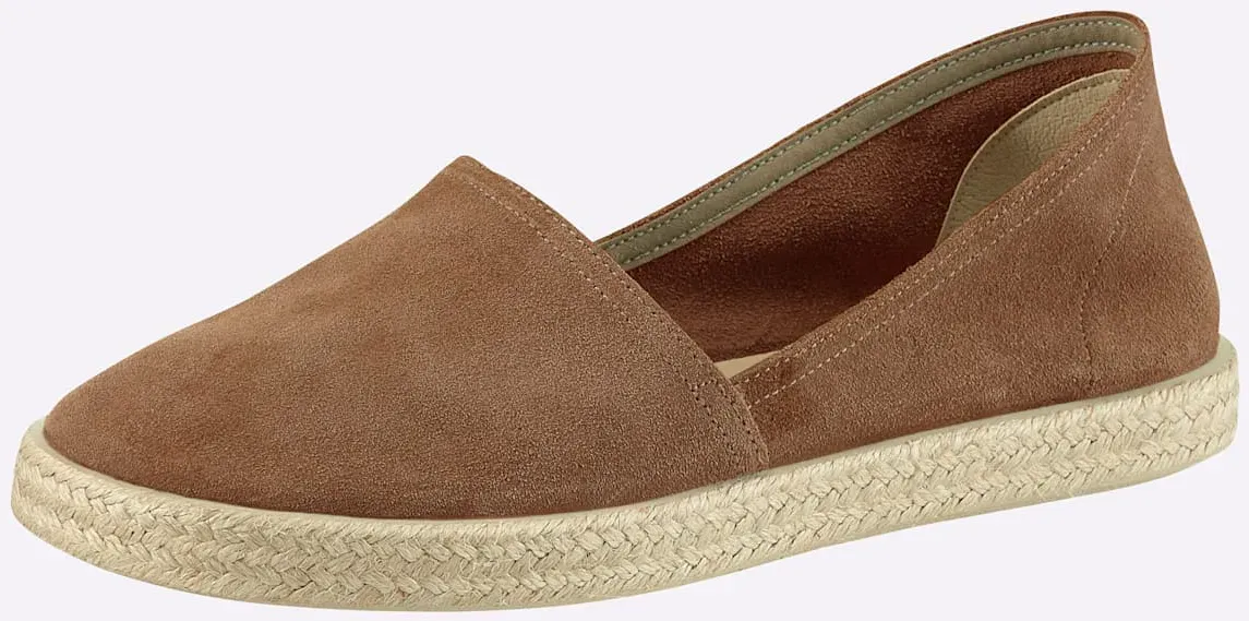 Slipper CASUAL LOOKS, Damen, Gr. 40, braun (cognac), Veloursleder, Schuhe Slipper