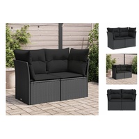 vidaXL Gartenbank Gartensofa mit Kissen 2-Sitzer Schwarz Polyrattan Außenbereich schwarz