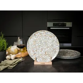 CreaTable Pizzateller Stone Collection 4-tlg Beige/Weiß