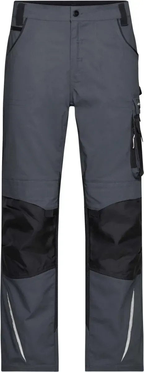 James & Nicholson Herren Workwear Pants Strong Cargohose JN832 carbon/black 27