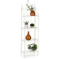 Relaxdays Pflanzenregal mit 4 Ablagen 156 x 46 x 25 cm Weiß