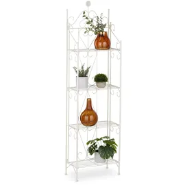 Relaxdays Pflanzenregal mit 4 Ablagen 156 x 46 x 25 cm Weiß