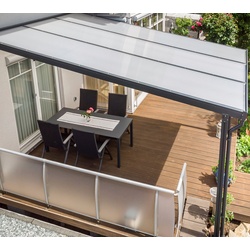 GUTTA Terrassendach Premium, BxT: 309,4×306 cm, Bedachung Doppelstegplatten, BxT: 309×306 cm, Dach Polycarbonat Opal grau