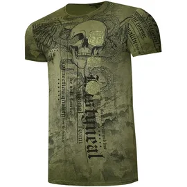 RUSTY NEAL T-Shirt RUSTY NEAL, Herren, Gr. S, grün (khaki), 100% Baumwolle, bedruckt, normal, Rundhals, Shirts T-Shirt, mit coolem Allover-Print