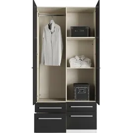 Priess Wäscheschrank Barcelona 94 x 193 x 54 cm Schwarz/Weiß