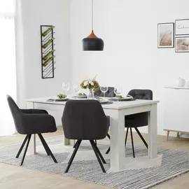 Homestyle4u Polsterstuhl Leinen anthrazit 4er Set
