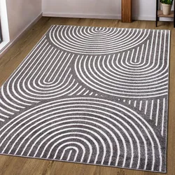 Teppich MY HOME "Fadel" Gr. 31, grau (taupe), B:280cm H:9mm L:380cm, Kunstfaser, Teppiche, 3D-Effekt, softer Kurzflor, pflegeleicht, leichter Glanz, Scandi-Look