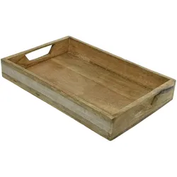 Tablett Dekotablett Mangoholz natur Servieren Kerzentablett Dekoration 37,5cm