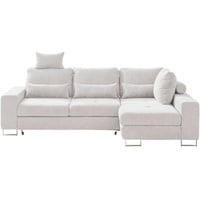 Hom`in Ecksofa, Creme, Textil, 4-Sitzer, Füllung: Schaumstoff, Ottomane rechts, 260x188 cm, Stoffauswahl, seitenverkehrt erhältlich, Schlafen auf Sitzhöhe, Wohnzimmer, Sofas & Couches, Wohnlandschaften, Ecksofas mit Schlaffunktion