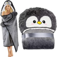 ARRITS Tragbare Decke Pinguin Geschenk für Frauen, Pinguin Kuscheldecke mit Ärmeln 150x130cm, Sherpa Wolle und Flanell Niedliches Kuscheldecke, Sofadecke TV Decke mit Ärmeln