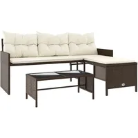 vidaXL Gartensofa in L-Form Loungesofa braun