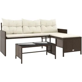 vidaXL Gartensofa in L-Form Loungesofa braun