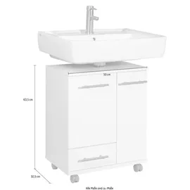 Schildmeyer Waschbeckenunterschrank 50 x 63,5 x 32,5 cm Weiß