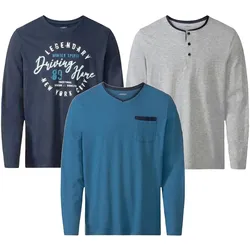 LIVERGY Herren Pyjama Top Nachtwäsche Oberteil Schlaf-Shirt 390208-2201 Blau, Navy oder Grau - S