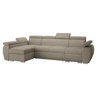 MIRJAN24 Ecksofa Boston LCP, Stilvoll Eckcouch mit zwei Bettkästen und Schlaffunktion, Verchromte Metallfüße, Holzkonstruktion (Farbe: Aragon 20... - Beige