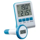 infactory Pool Funk Thermometer: Digitales Teich- und Poolthermometer mit LCD-Funk-Empfänger, IPX8 (Wasser Thermometer Funk, Teich Thermometer Funk, Wassertemperatur)