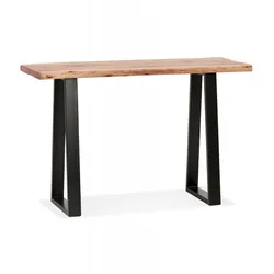 Konsolentisch Massiv Akazie Holz Natur | Beistelltisch Industrial Metall Schwarz | Vintage Rustikal | 130x45x76 cm | Kadima Design