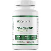 BioDynamx Magnesium Malat | 180 Magnesium Malat Kapseln – 1000 mg Magnesiummalat pro Portion | Magnesium hochdosiert | Gentechnik-, Gluten- und Allergenfrei