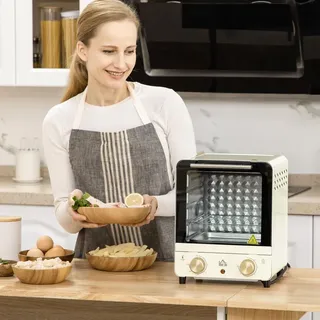 Homcom Minibackofen 15l 1000 W cremeweiß inkl. Backblech + Grillrost + Krümelblech