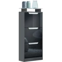 Vladon Schuhschrank, Schwarz Hochglanz, Holzwerkstoff, 46x128x23 cm, Garderobe, Schuhaufbewahrung,
