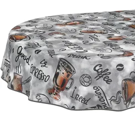 ANRO Wachstuchtischdecke Oval 160 x 140 cm Grau