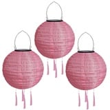 Yeehliny Lampions Außen Wetterfest Solar Laterne Solarlampen Lampenschrimp Außenlaternen 20cm Solar LED Laterne Wasserdicht Nylon Hängende Gartenlaterne Solar Lampion Solarbeleuchtung (3PCS/Rosa)