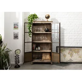 MASSIVMOEBEL24.DE Vitrine Mango 90 x 40 x 180 cm Braun