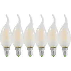 NÄVE LED-Leuchtmittel "Windstoß", E (A-G), transparent, L:12,3cm Ø:3,5cm, Leuchtmittel, LED Leuchtmittel >>Windstoß<< 6er Set E14, warmweiß, nicht dimmbar