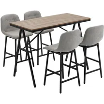 Homcom Bartisch mit Barhocker Set, 5-teilig Essgruppe, Küchentisch, Bistrotisch mit 4 Stühlen, Bartisch Set