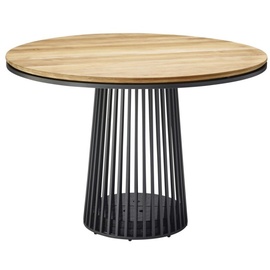 Solpuri Grid - 110 cm rund 305 - anthrazit 400 - Teak