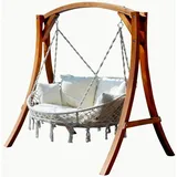 aleos AS-S Hängesessel Hängelounger Doppellounger Lounge für 2 Maui mit vielen Kissen klappbar inkl. Hollywoodschaukel Gestell MERU - Braun