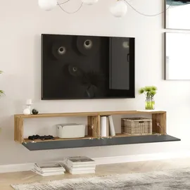 [en.casa] Lapinlahti TV-Lowboard 180 x 29,5 x 31,5 cm Anthrazit/Eiche Holz