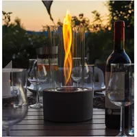 Firell Bioethanol Tischkamin aus massivem Beton - Ethanol Tischfeuer Indoor & Outdoor | Feuersäule wärmend mit über 2h Brenndauer | Sicheres Tisch Kamin Feuer für Wohnzimmer Terrasse Garten Balkon