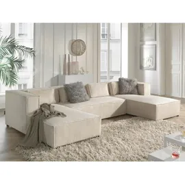 lisa design Stella – Wohnlandschaft – Aus Cord – 7-sitzer – Moderner Stil - Beige