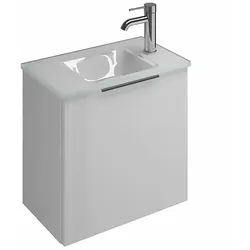 burgbad Eqio Waschtischkombination mit Glaswaschtisch 52 cm, mit Griff G0200