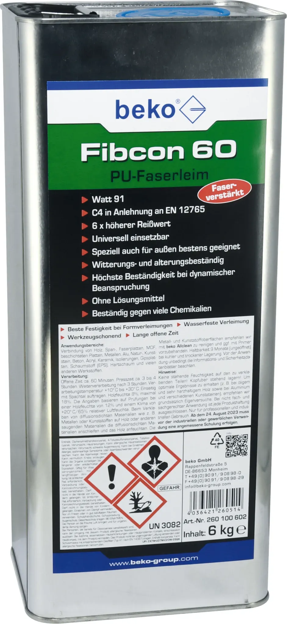 Faser-Konstruktionsklebstoff - beko Fibcon 60 - 6kg