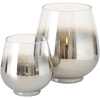 Boltze Windlicht Grazia (ø 18 cm, Farbe silber-transparent, Dekoration